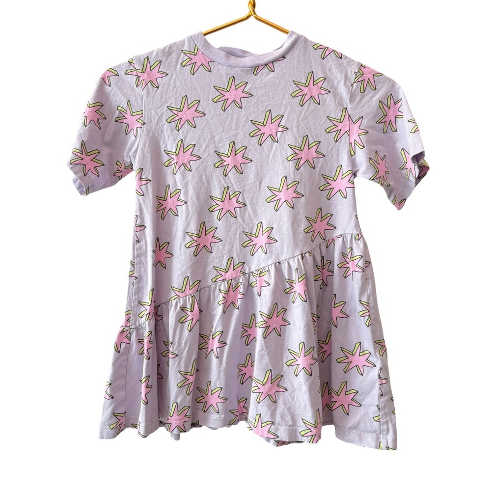 Stella McCartney Kids Lilac Starburst Print Jersey T-Shirt Dress Short Sleeve 6